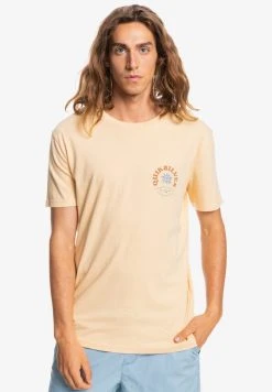 Quiksilver SIMPLE SCRIPT - T-shirt Imprimé - Almond Cream Heather