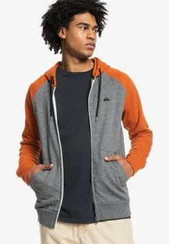 Promos Quiksilver Magasin 41 Quiksilver ESSENTIALS ZIP RAGLAN - Sweat à Capuche Zippé - Dark Grey Heather