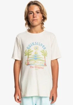 Quiksilver STRANGE DAYS - T-shirt Imprimé - Antique White Heather