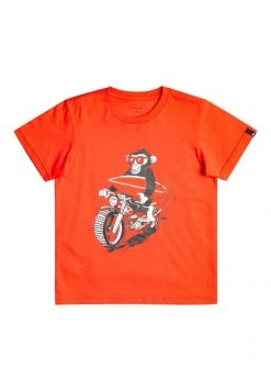 Quiksilver PRIMATES MOTOR - T-shirt Imprimé - Cherry Tomato
