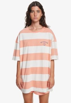 Quiksilver T-shirt Imprimé - Peach Pink Print Stripe
