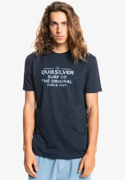 Quiksilver FEEDING LINE MANCHES COURTES - T-shirt Imprimé - Navy Blazer